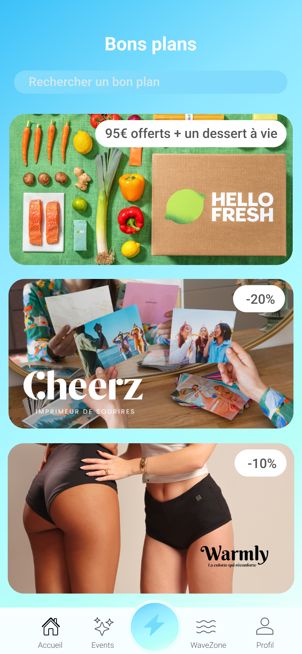 Bons plans WAVE — HelloFresh, Cheerz, Warmly
